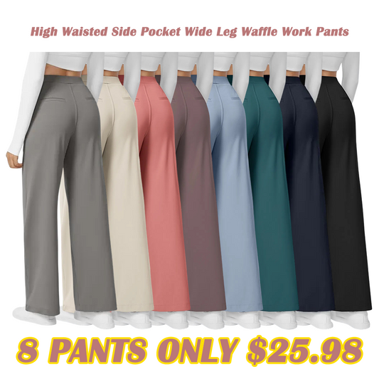[LAST DAY SALE]High Waisted Stretch Pocket Straight Leg Work Pants